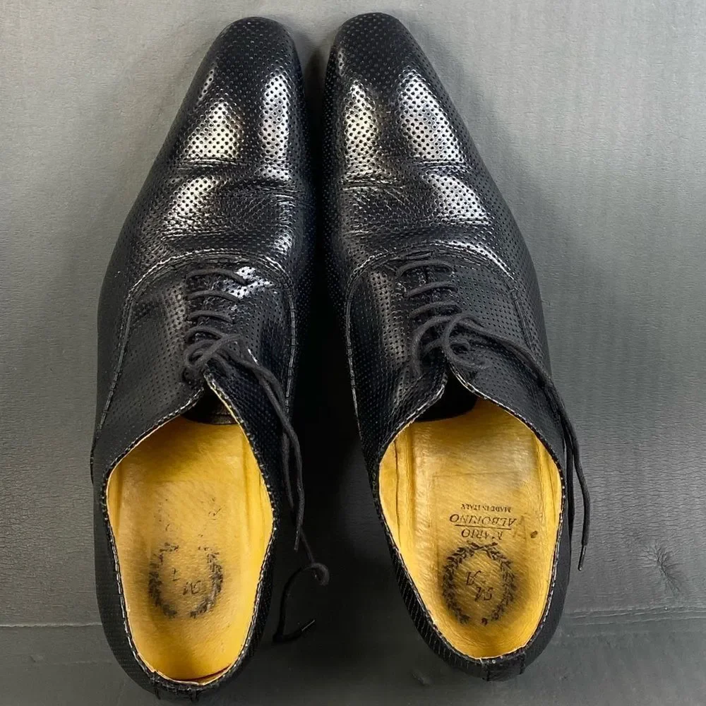 Mario Alborino black leather Oxford shoes mens size  11 (44)